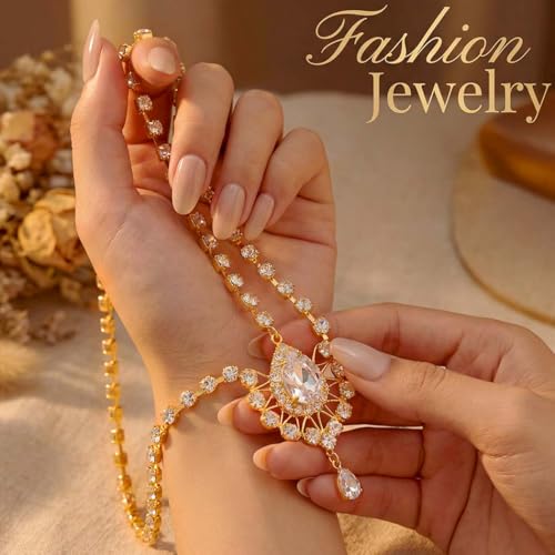 Brishow Crystal Head Chain Jewelry Gold Rhinestone Hair Chain Boho Bridal Headpiece for Women - color: Gold
