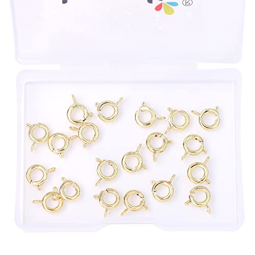 BEADIA 14K Gold Plated Spring Clasps Non Tarnish 7mm 20pcs for Jewelry Making Findings - color: Spring Clasps 14K Gold, size: 7mm