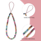 Semi-Precious Gem Stones Beaded Phone Charm Cell Phone Lanyard Wrist Strap Handmade Natural Gemstone Phone Chain string - color: Tourmaline