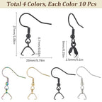 SUNNYCLUE 1 Box 40Pcs Earring Hooks Stainless Steel Ear Wires Fish Hooks Pinch Bails Earrings Hooks Bulk Hypoallergenic Earring Findings Black Rainbow Golden Earring Components for Jewelry Making - style: Earring Hook 1