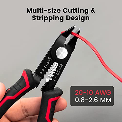 KAIWEETS Wire Cutters 6-Inch Flush cutter with Supplementary Stripping, Cutting Pliers, Handy and Slim Diagonal Cutters, Side Cutting Pliers, Sharp Snip, Safety Lock - color: Kws-112