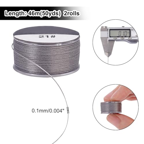 PandaHall 0.1mm Nylon String - 100 Yards Beading Thread for Bracelet Making, Leather Stitching & Jewelry - Dark Gray - color: Dark Gray