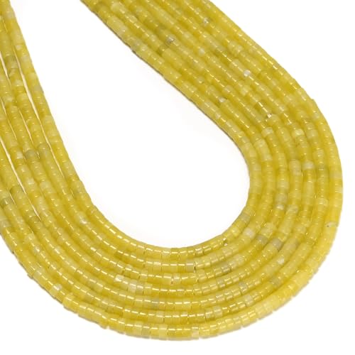 177 Pcs 2x4mm Natural Lemon Jade Stone Bead Heishi Disc DIY Beads for Bracelets Jewelry Making Crafts - color: Lemon Jade, size: 2x4mm