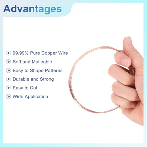 uxcell Pure Copper Wire 99.99% 30 Gauge 10m/33ft Tarnish Resistant | 0.25mm Pure Copper Soft Craft Copper Wire,for Jewelry Making Beading DIY Crafts Supplies,Copper - size: 30 Gauge 0.25mm