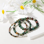 3Pcs Natural Healing Crystal Bracelets for Women Men, 4mm 6mm 8mm Beaded Stretch Bracelet Set, Black Tourmaline Natural Stone Gemstone Jewelry Gifts for Meditation, Reiki & Yoga - color: Indian Agate