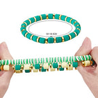 Ornaland 7Pcs Handmade Polymer Clay Heishi Surfer Stretch Bracelets Set Colorful Glass Beads Bracelets Boho Stackable Preppy Bracelets Wrist Jewelry for Women - color: Grass green