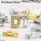 AUEAR, 130 Pack Silver Gold A-Z 8mm Full Rhinestone Slide Crystal Alphabet Letter Charm Alloy for Bracelets Necklace Wristbands DIY Jewelry Making - color: Silver & Gold, size: 130 Pack
