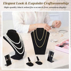 Geelin 8 Pcs Velvet Jewelry Display Stand Sets for Velvet Necklace Stands Ring Finger Holders Acrylic Earrings Holders