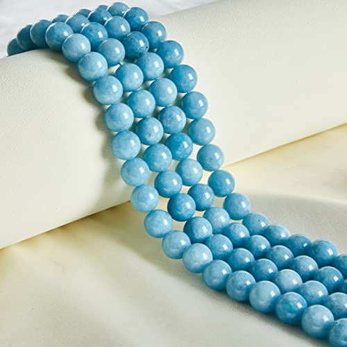 45pcs 8mm Deep Aquamarine Beads Natural Gemstone Beads Round Loose Beads for Jewelry Making - color: Aquamarine, size: 8mm