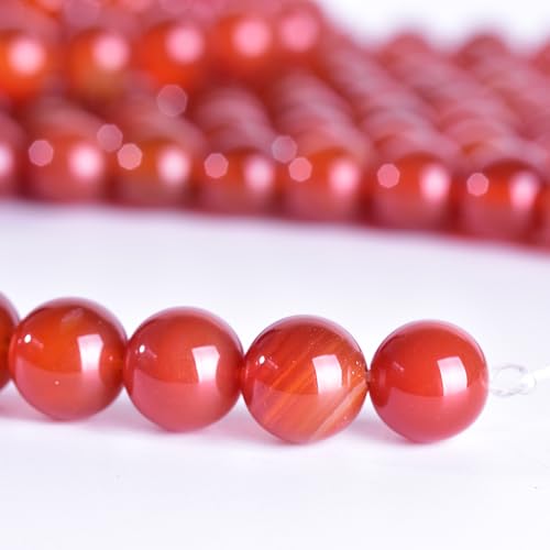 6mm Red Agate Stone Beads Natural Carnelian Crystal Gemstone Round Loose Beads for DIY Jewelry Making 15"/Strand - color: AAA Level Red Agate, size: 6mm