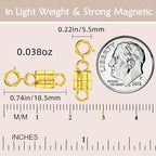 OHINGLT 14K Gold Plated 925 Sterling Silver Magnetic Necklace Clasps and Closures,Gold and Silver Bracelet Clasp Converter for Jewelry Making Supplies,Chain Extender Connector for Bracelet - color: 4Pcs Gold