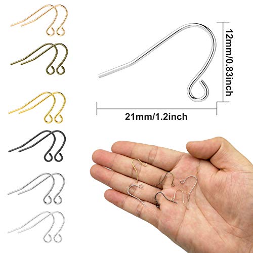 600pcs French Earring Hooks for Jewelry Making,Hypoallergenic Ear Wires Earring Hooks for DIY Craft Earring Making(6 Colors) - color: 600Pcs Gold,Silver,K Gold,White K,Ancient Cyan,Gun Black
