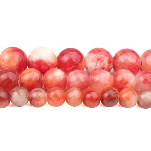 Yochus 50pcs 8mm Red Persian Jade Energy Healing Round Bulk Gemstone Beads for Jewelry Making Bracelet Necklace Earring DIY - color: red, size: 8mm