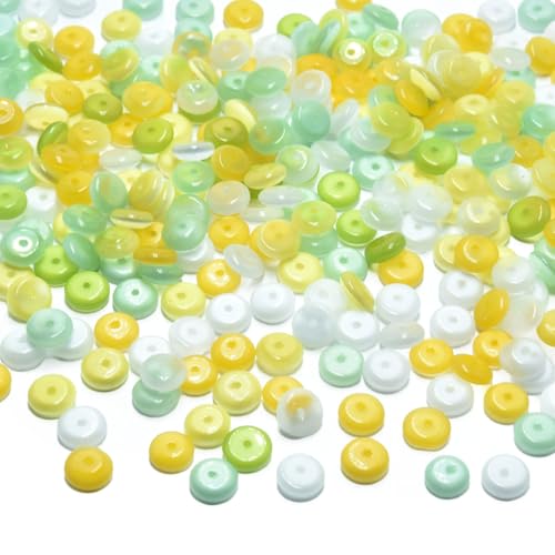 120pcs 3x8mm Mixed Colors Cat's Eye Disk Stone Loose Spacer Gemstone Beads Semi-Precious Craft Supplies for DIY Jewelry Making - color: Disk3x8mm Mixed Colors