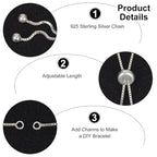 Beebeecraft 1 Box 2Pcs Adjustable Slider Bracelet Chain Sterling Silver Italian Ball Bead Box Thin Chain Link Necklace Making for DIY Craft Jewelry, 2.36in