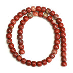 BEADIA Natural Redstone Flat Cut Round Drum Stone 8mmx7mm Loose Semi Gemstone Beads for Jewelry Making 38cm - color: Redstone