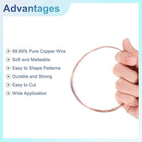 uxcell Pure Copper Wire 99.99% 32 Gauge 0.2mm 10m/33 ft Tarnish Resistant | Soft Craft Copper Wire for Jewelry Making Beading DIY Crafts Supplies,Copper - size: 32 Gauge 0.2mm