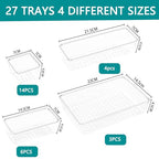 Clear Drawer Organizer Set, 4 Sizes Desk Drawer Divider Organizers Storage Bins for Bathroom,Kitchen,Office,Vanity Organizers Tray for Jewelry (27PACK) - size: 27PACK