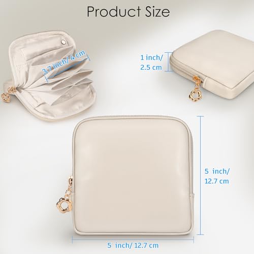 SITHON Small Travel Jewelry Case with Ring Holder, Mini Velvet Jewelry Pouch Bags, Compact Storage Organizer for Bracelet Necklaces Earrings Travel Essentials, Mother’s Day Gifts (Cream White) - color: Cream White