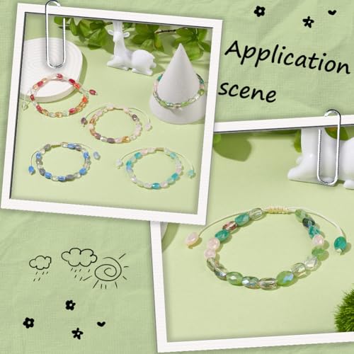 1 Box 210PCS Green Flat Oval Glass Beads with Holes Faceted Electroplate AB Color Plated Spacer Loose Bead Charm Bulk for Jewelry Making Necklaces Bracelets Earrings DIY Craft Supplies - color: Green