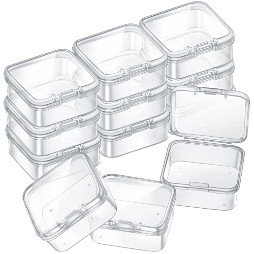 SATINIOR 12 PacK Clear Plastic Beads Storage Containers Box with Hinged Lid for Beads and More (1.7x1.7x0.79 Inch) - size: 1.7 x 1.7 x 0.79 Inch