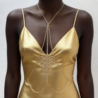 Body Chain,Body Jewelry for Women,Sexy Layered Chest Chain,Layered Adjustable Waist Jewelry for Beach Accessories,Gold Plated Waist Chains - color: Gold-L