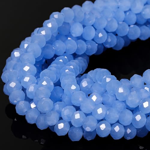 5 Strands 6mm 375PCS Blue Crystal Beads, Song Xi Porcelain Jade Glass Beads for Jewelry Making, Gemstone for Necklace Earring, Arts and Crafts,DIY, and Craft Supplies - color: Blue, size: 6mm(5 Strands)
