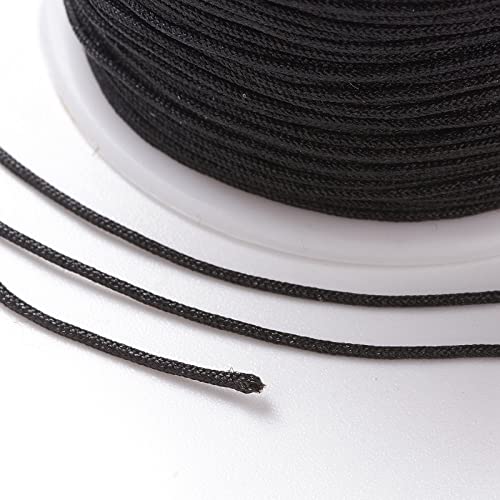 100 Yards 0.8mm Nylon Beading Cord Chinese Knotting Cords Rattail Macrame String Beading Thread for Jewelry Making Friendship Bracelets DIY Crafts Supplies (Black) - color: Black
