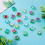 Glass Leaf Beads Crystal Glass Leaf Charms Transparent Leaves Pendants Tiny Green Leaf Bead Caps for Christmas Earring Bracelet Jewelry Making DIY Keychain Craft - color: Tulip & Heart