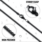 Fiusem Black Wheat Chains for Men and Women, 2/2.5/3/4/5mm Stainless Steel Necklace Chain, Mens Necklace Jewelry Gift 16-28 Inch - size: 24 Inches, style: Black 2MM