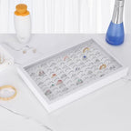 KUKUVR 100 Slots Ring Earring Holder Display Case, Velvet Jewelry Ring Earring Storage Organizer Box Tray with Clear Lid for Women And Selling Show (White) - color: White