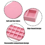 Velvet Jewelry Organizer Trays Pink Stackable Jewelry Storage Display Tray with Removable Dividers, 18 Grids - color: Pink