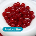 Jabrand 145pcs Glass Beads, 8mm Glass Beads for Barcelet and Jewelry Making DIY Crafts (Red) - color: Red