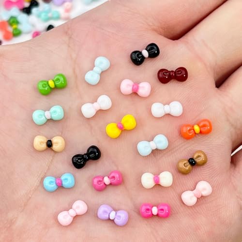 200Pcs Cute Cat Bow Nail Charms 3D Resin Cartoon Rhinestones for Acrylic Nail Art Supplies Kawaii Colorful Candy Nail Gems Flat Back Bowknot Nail Decoration for DIY Manicure Crafts Phone Case Decor - color: Style-11