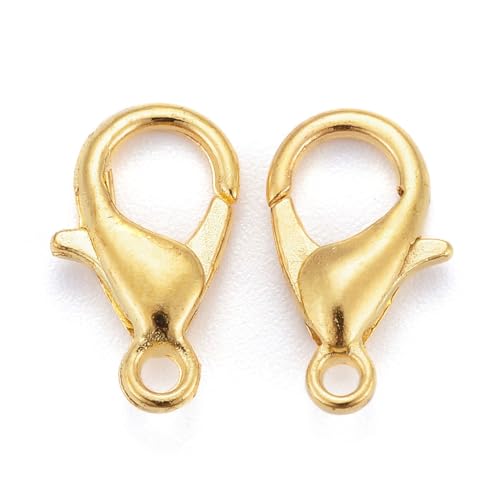 HDSupplies 100 Pieces - Lobster Clasps - Gold Tone - 12x6mm w/ 1.2mm Hole - color: Gold Tone, size: 12x6mm