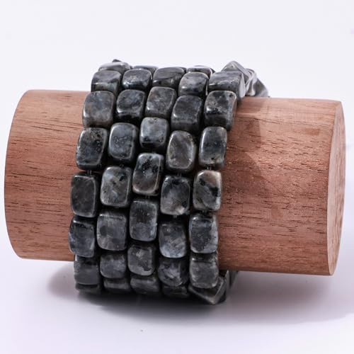 Natural Large Black Spectrolite Cube Stone Beads 8x11mm 38cm/str Loose Semi Gemstone Stone Square Beads for Making Bracelets Necklace - color: Black Spectrolite