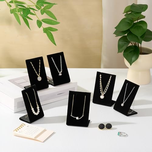 RattanView 24 Pcs Earring Display Stand Necklace Pendant Jewelry Stand Showcase Organizer Display Holder for Earring Pendant Accessory Rack(Black,Straight Style,Velvet)