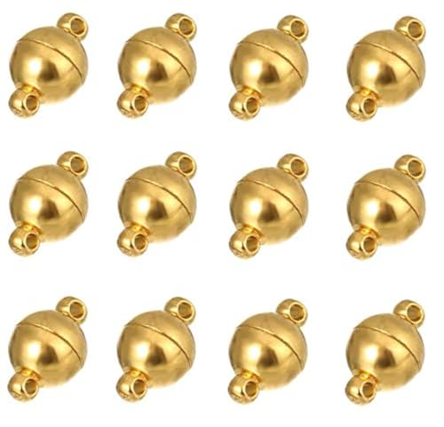 10PCS 8MM Jewelry Magnetic Clasps Round Magnetic Clasps for Bracelet Necklace Making Magnet Converter, DIY Jewelry Accessories (Gold)