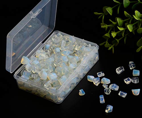 Natural Chip Stone Beads Opalite 5-8mm About 400 Pieces Irregular Gemstones Healing Crystal Loose Rocks Bead Hole Drilled DIY for Bracelet Jewelry Making Crafting (5-8mm, Opalite) - color: Opalite
