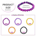 Elecrelive Glass Round Beaded Bracelet Set Clay Beaded Bracelets Stretch Bracelets - color: Mix Colors, Halloween