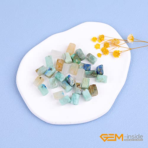 GEM-Inside 28Pcs 8x12mm Natural Blue Chrysocolla Stone Gemstone Faceted Freeform Tube Column Chakra Beads for Jewelry Making Full 15" Strand Power Energy Healing - color: Blue Chrysocolla