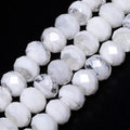 7.5×10mm 50pcs Transparent White Faceted Lampwork Glass Beads for Jewelry Making, Flat Round Handmade Murano Beads for Bracelets, Crafts, Friendship Bracelet Kit, Rosary Making - color: Transparent White