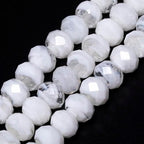 7.5×10mm 50pcs Transparent White Faceted Lampwork Glass Beads for Jewelry Making, Flat Round Handmade Murano Beads for Bracelets, Crafts, Friendship Bracelet Kit, Rosary Making - color: Transparent White