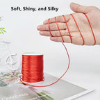 LUSTEMBER 330 Feet Satin Nylon String, 1 mm Silky Smooth Durable Nylon Cord for Jewelry Making, Bracelets, Beading, Necklaces, Macrame, Kumihimo, Rattail, and Chinese Knot Craft - size: Red