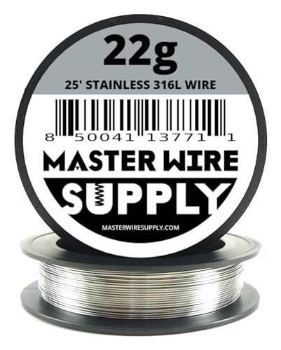Stainless Steel 316L - 25' - 22 Gauge Wire - 25ft - 0.65mm - 0.025in - Master Wire Supply - Made in USA