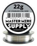 Stainless Steel 316L - 25' - 22 Gauge Wire - 25ft - 0.65mm - 0.025in - Master Wire Supply - Made in USA
