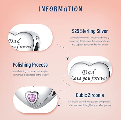 Mothers Day Birthday Number Love Family Friendship Graduation Auntie Grandma Dad Mom Charms for Pandora Bracelets Necklaces, Gifts Women, for Anniversary Valentines Christmas - style: Dad Charm