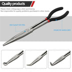 4 Pack 11" Precision Long Nose Pliers Set, Insulated Comfort Grip - Straight Needle Nose, 45/90 Degree Curved & Circle Tools for Wire Bending, Shaping, Trimming - size: 4pcs-11''