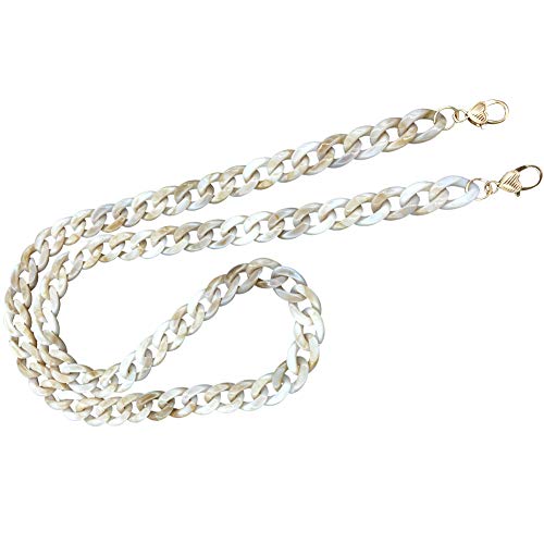 Aumey Clear White Black Brown Acrylic Chain Clutch Purse Strap Handles Bag Handbag Purse Replacement Chains 40 Inches - color: Beige