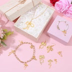 60 Pcs Mini Gold Bow Charms for Jewelry Making, Cute Alloy Bowknot Pendants Metal Bow Link Charms Earring Connectors for Bracelets Necklaces Earrings Keychains DIY Crafts